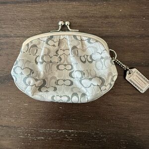 Coach Silver Clutch with Kiss-Lock Closure